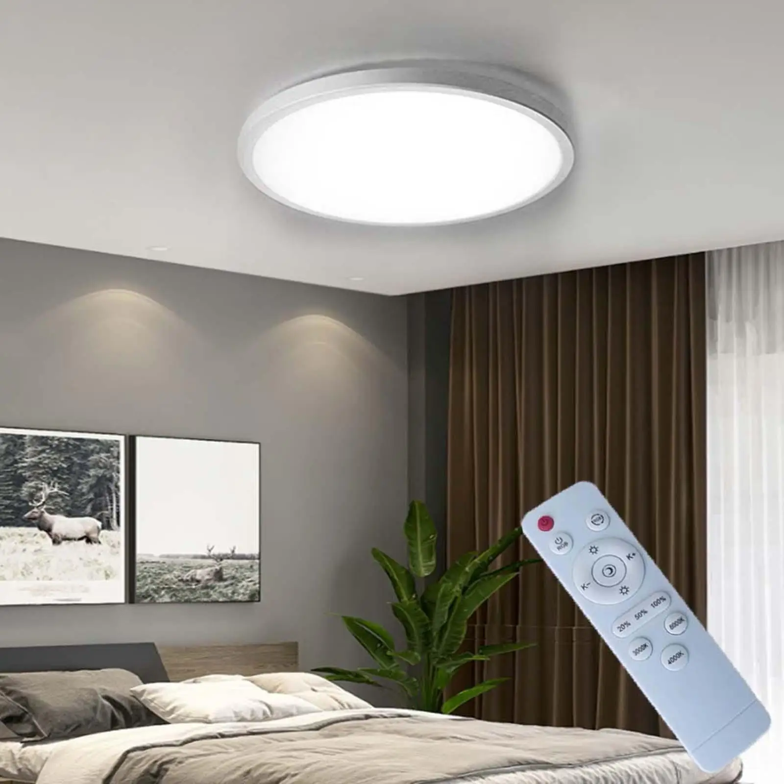 Modern Ceiling Lamp with RGB Cycle Atmosphere Lighting Dimming Energy Saving LED Ceiling Light for Home Living Room