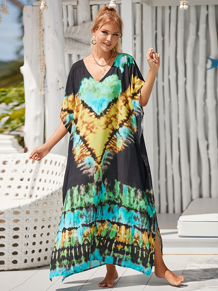 rayon cover-up robe de plage kaftan pareos vestido longo biquíni cobrir