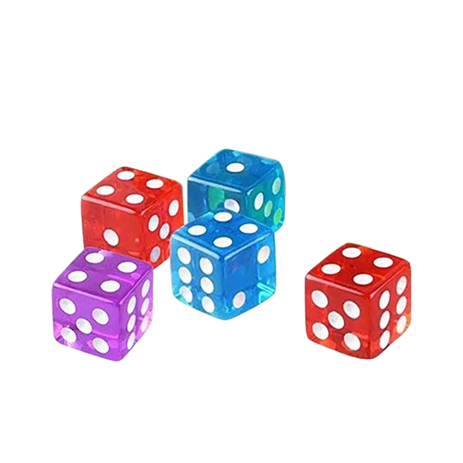 60Pcs 6 Sided Dice Set with Velvet Pouch for MTG Table Games 16mm Transparent Acrylic Dice