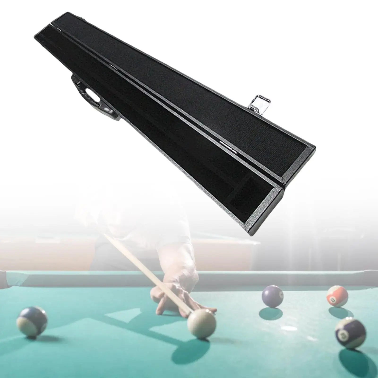 Pool Billiard  Case Snooker  PU Leather Exterior Box Black Heavy Duty Holds 1 Complete   (1 Handle/1 Shaft)