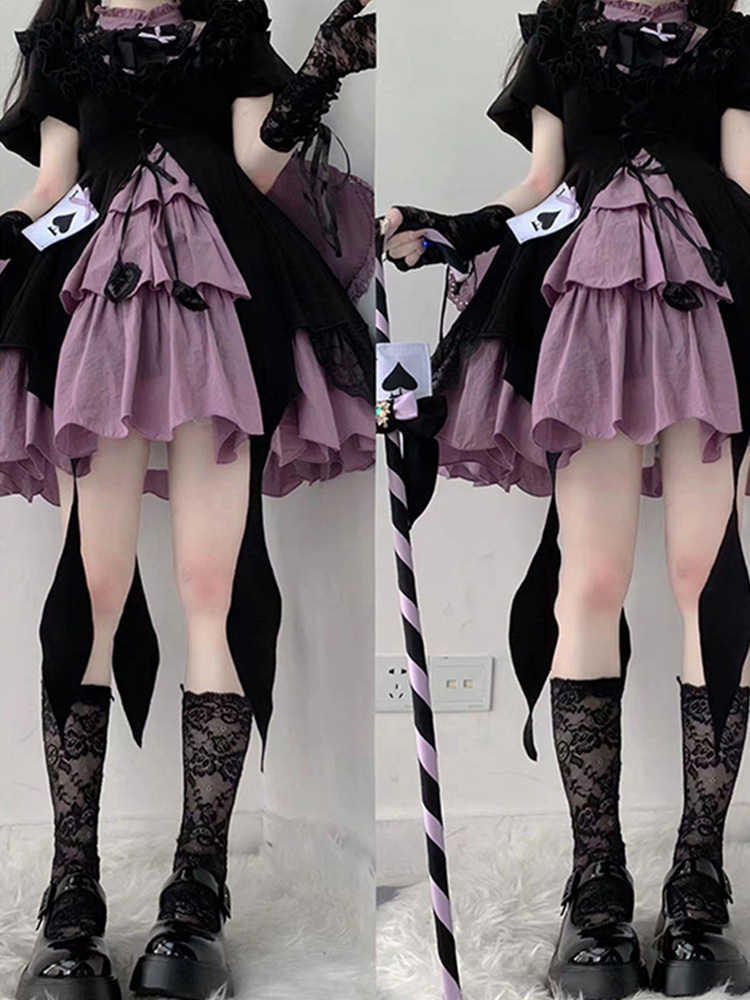 vestido de princesa kawaii, vestido de emenda,