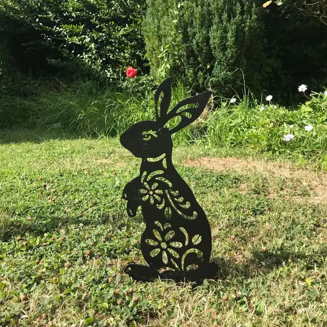 Piquet de Silhouette de Lapin de Pâques, Décoration Artistique, Mignon, Noir,  Jardin, Cour Extérieure