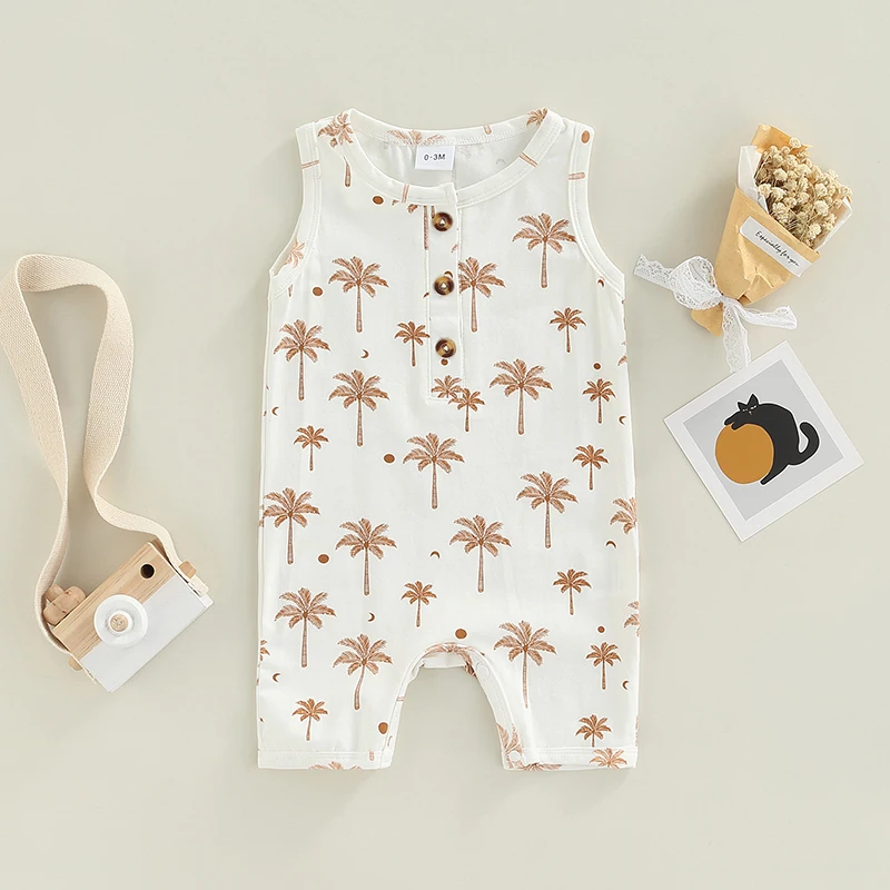 cheap baby bodysuits	 Baby Summer Cotton Clothing Toddler Infant Boys Girls Sleeveless Button Print O-neck Rompers Jumpsuits Overalls Casual Clothes Baby Bodysuits are cool