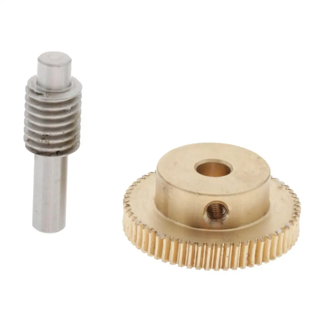  Brass Worm Gear Wheel + 5mm Hole Diameter Worm Gear Shaft 0.5 Modulus Set 1:40 Reduction  