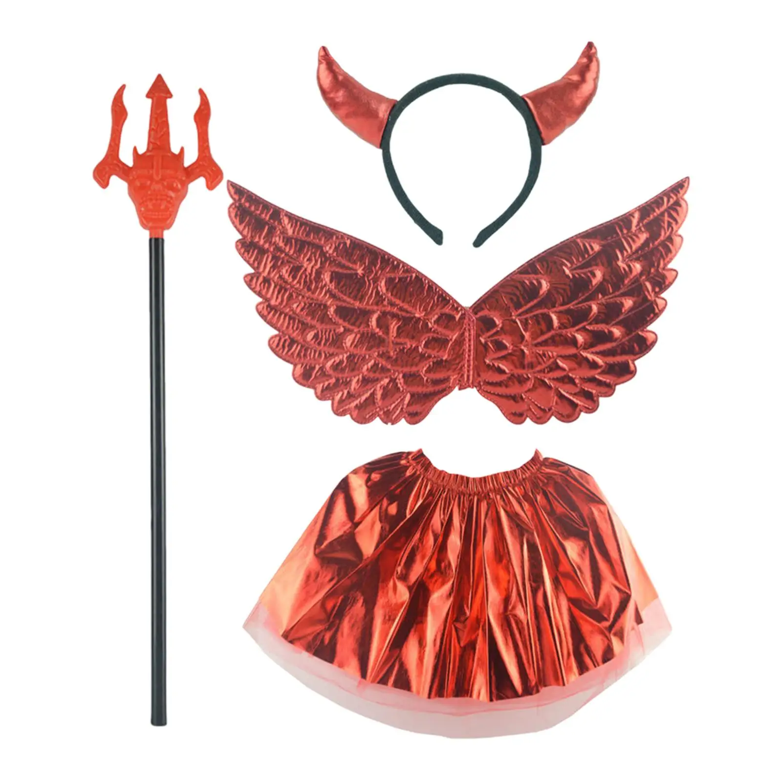 Girls Costume Decoration Girls Gift Halloween Devil Costume Set for Children Party Carnivals Stage Performance Masquerade