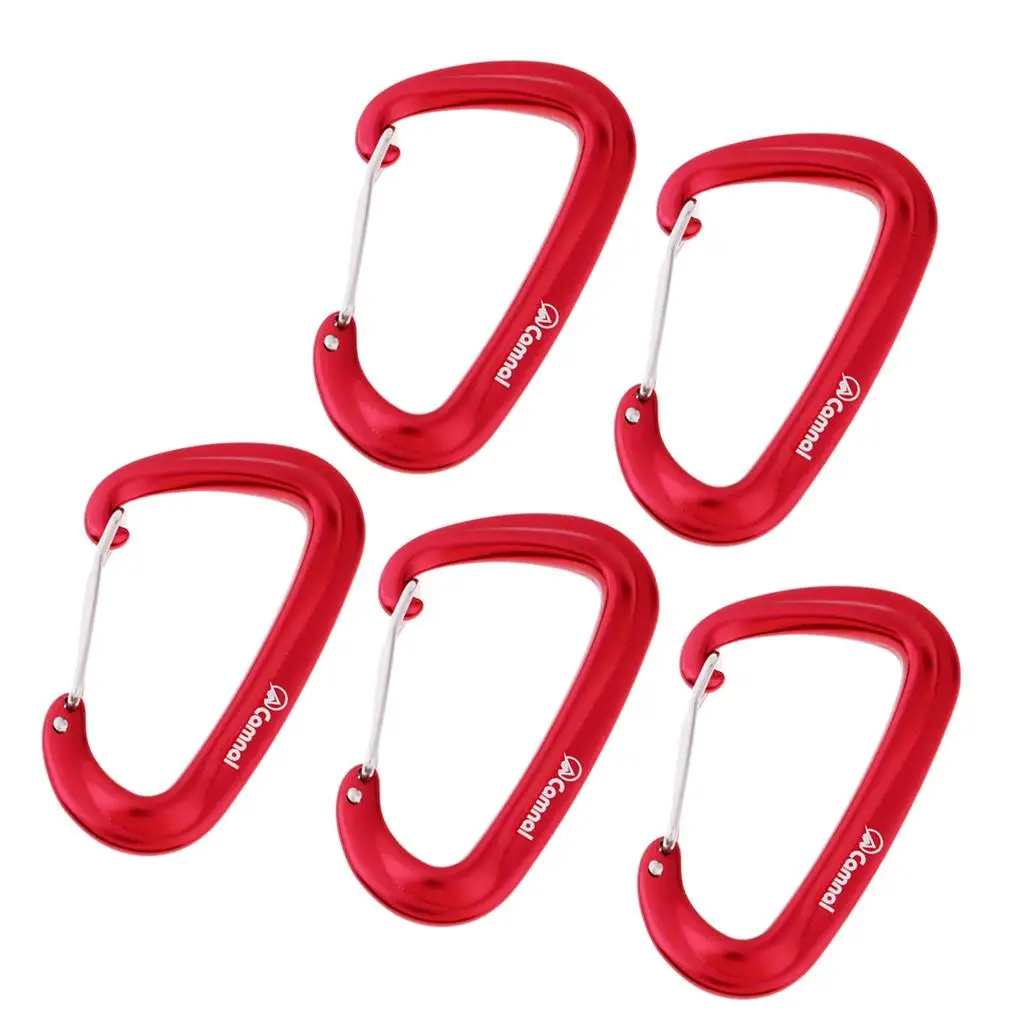 5 Pieces Aluminium 16KN  Carabiners, D Buckle with , Heavy Duty Lightweight Carabiner Clips for Hammock Camping