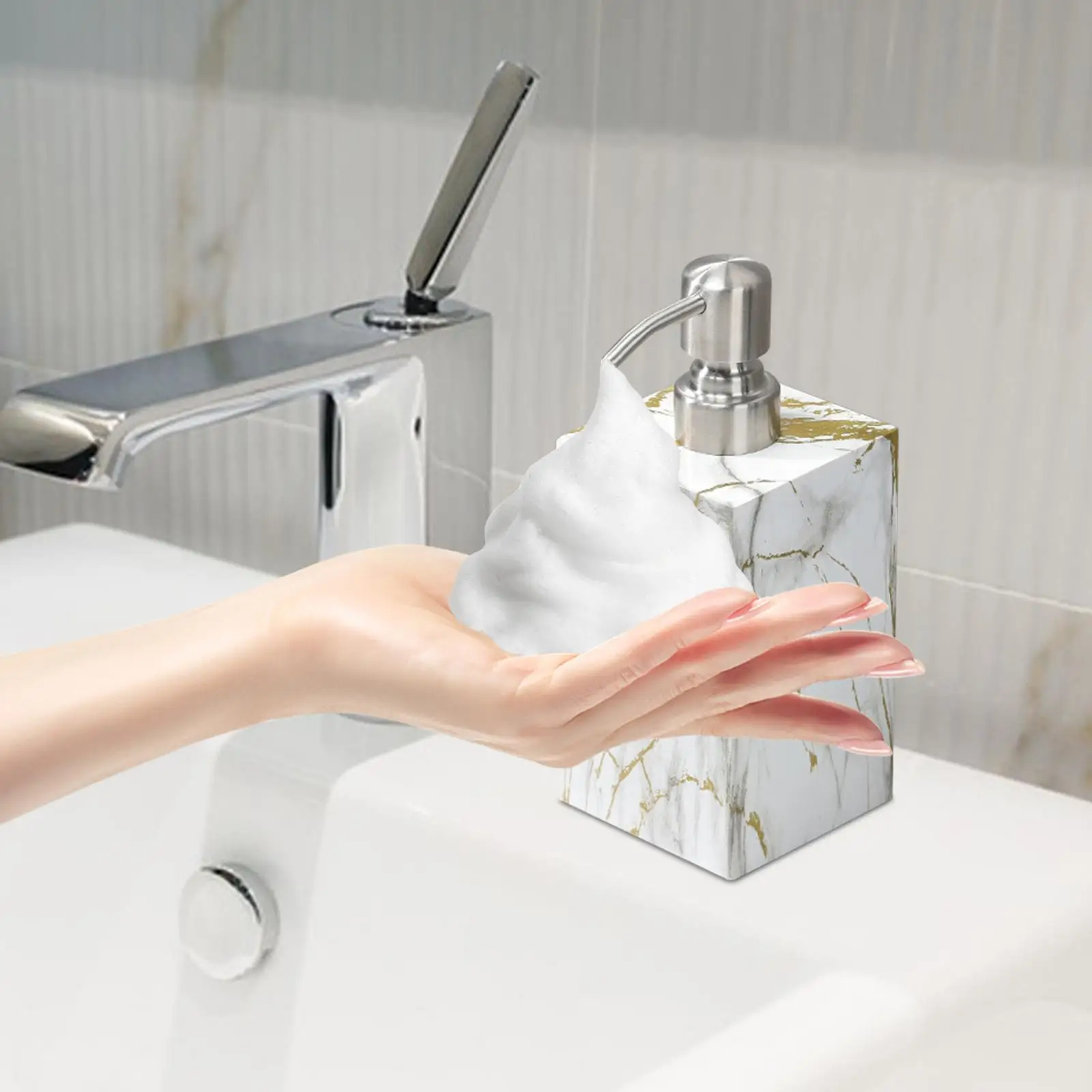 Lotion Dispenser Bottle 500ml Durable Resin Bathroom Liquid Container Hand Soap Liquid Dispenser for Kitchen Countertop Home