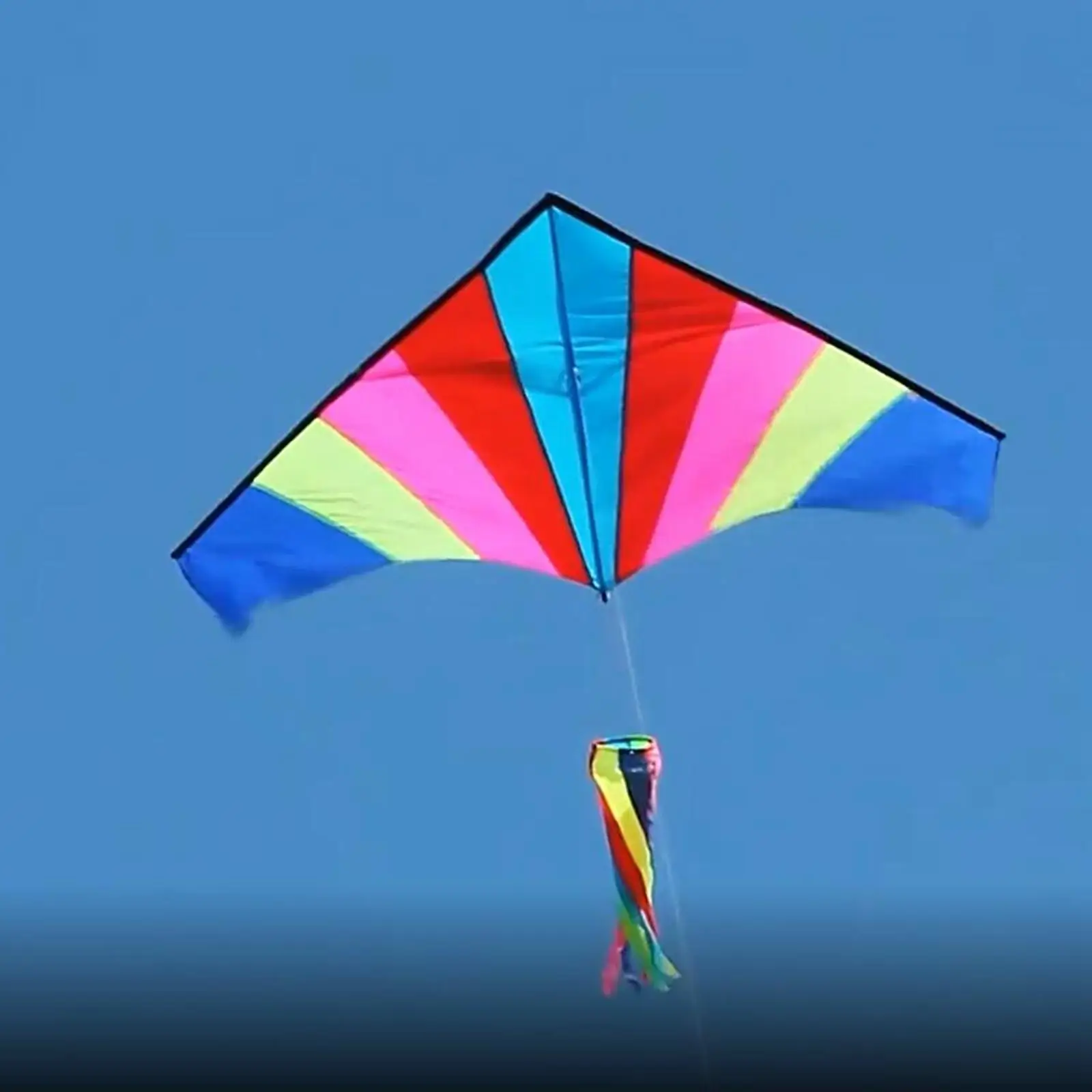 Colorful Delta Kite with String Windsock Single Line with Tail Large for Sports