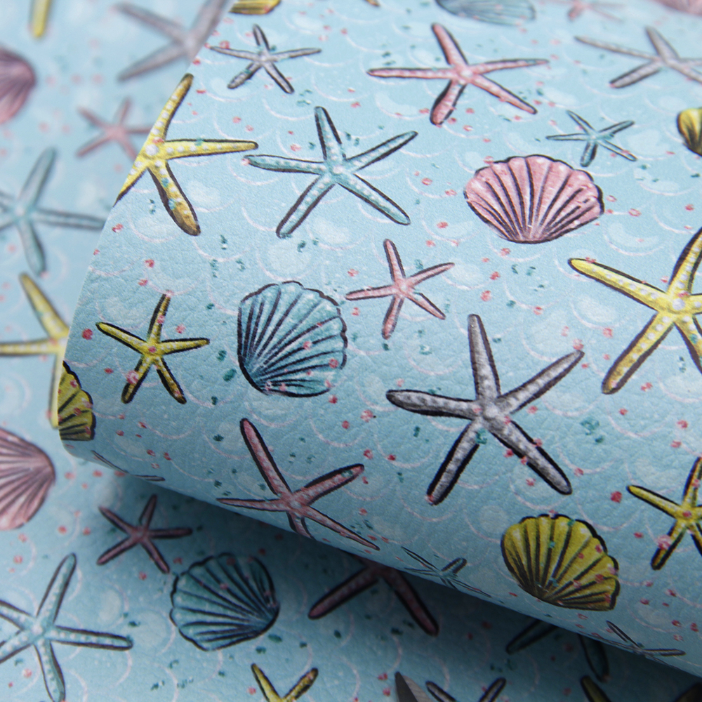 Description Picture 2 of item20*33cm Ocean Series Lychee Pattern Faux Leather Sheets Soft Synthetic Fabric for Earring Bags Bow Jewelry Wallet DIY Craft