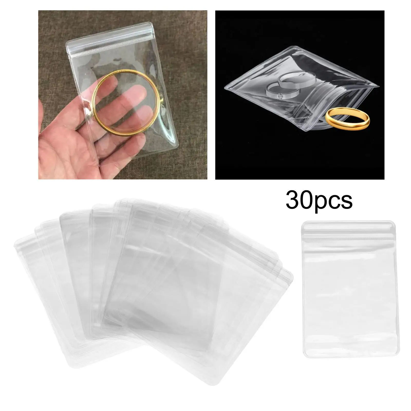 30Pieces Jewelry Storage Bags Clear Reusable Waterproof Small Packing Pouch for Holding Jewelry Rings Crafts Necklace Earrings