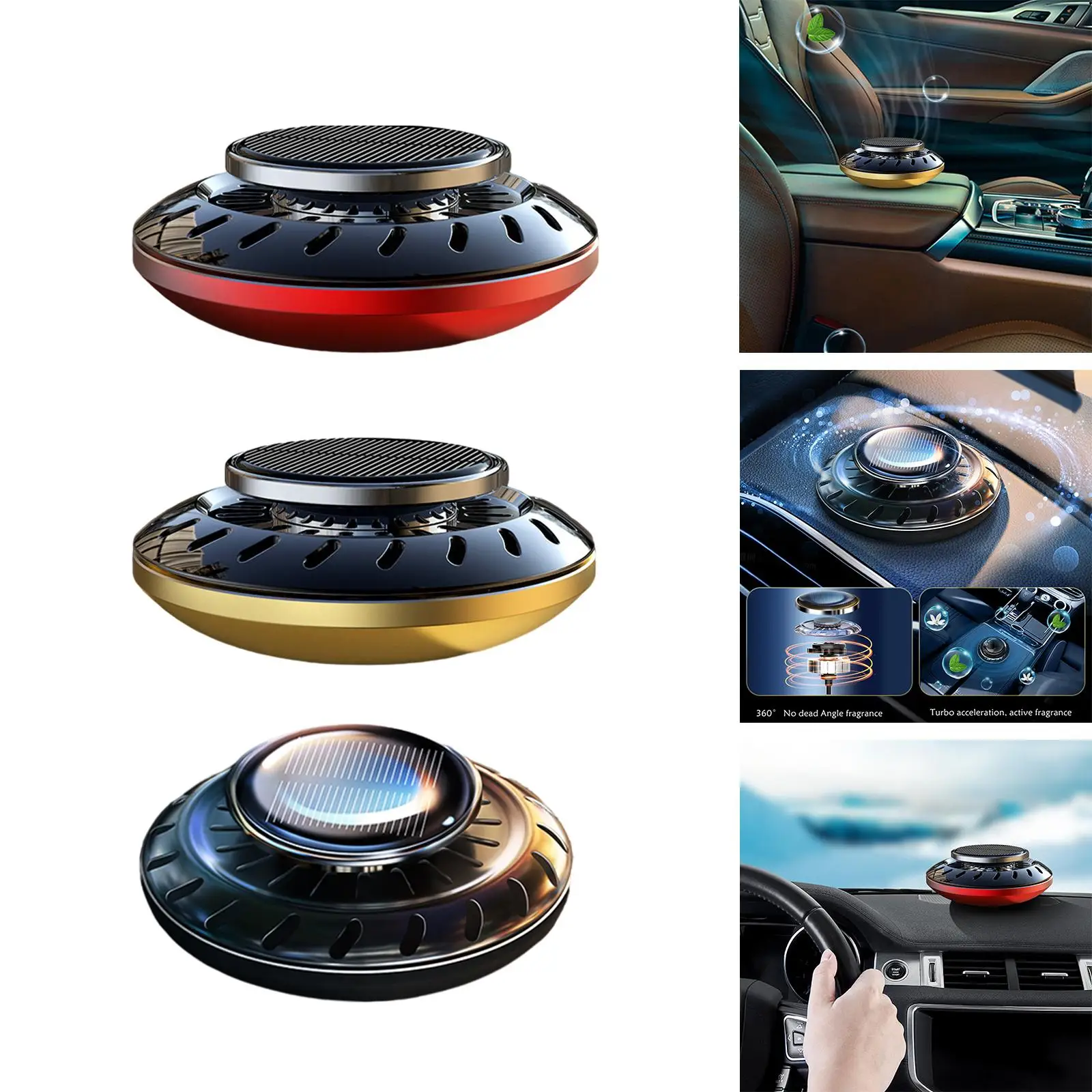 Modern Car Air Freshener Solar Powered Rotating Crafts Aromatherapy Diffuser for Vehicle Accessories Home Living Room Ornament