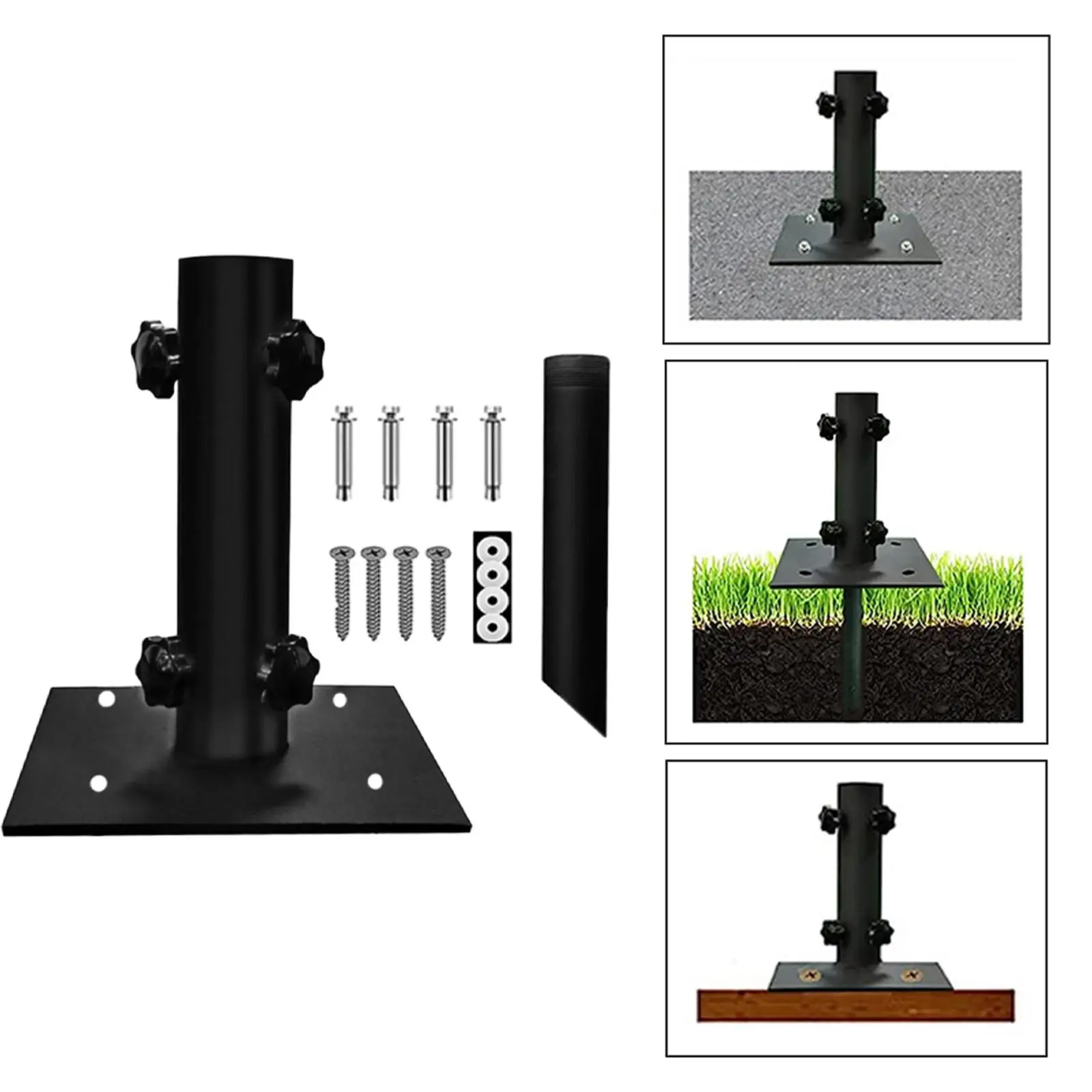 Patio Umbrella Outdoor Base with Four Knob Umbrella Pole Mount Stand for Deck Mount Docks Courtyard Picnic Tables Balcony