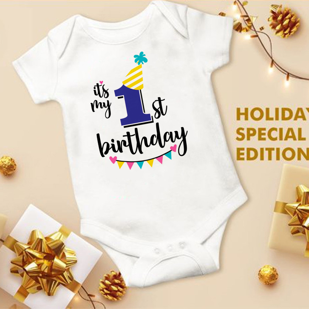 Mein 1. Geburtstag Neugeborenen Stram pler Sommer Säugling Körper Kleinkind kurze Prinz Ärmel Overall Baby Jungen Geburtstags feier Outfit Kleidung – Detail 20