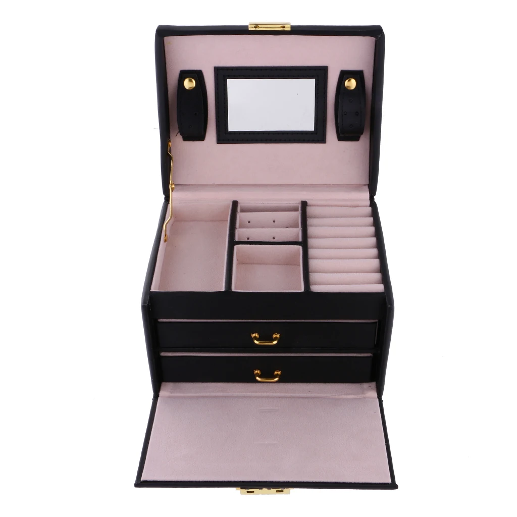 Portable PU Jewellery Box Beauty Case Holder Storage Organizer