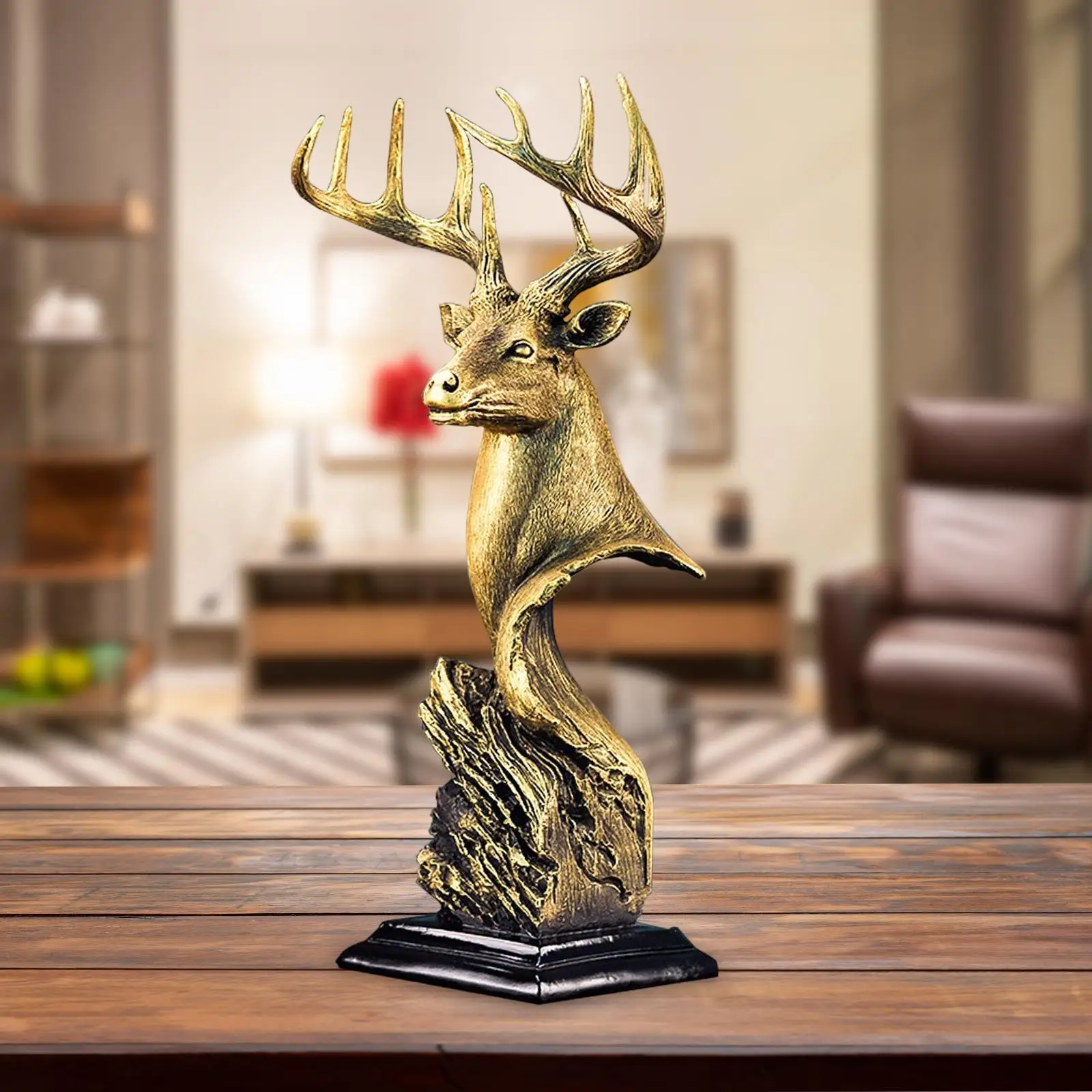 Resin Reindeer Sculptures Shelf Ornaments for Office Study Room Handmade Crafts Accessories Home Furnishing Decorative