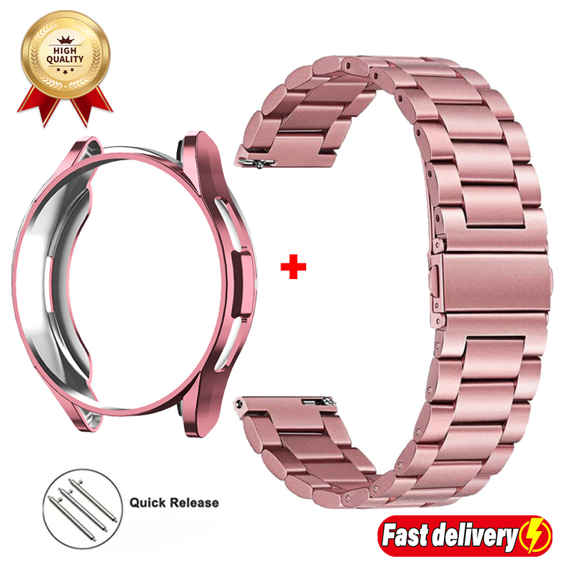 Metal Starp+Case for Samsung Galaxy Watch6 Classic 43mm 47mm PC Case for Galaxy Watch6 5 40mm44mm Stainless Steel Bracelet Strap