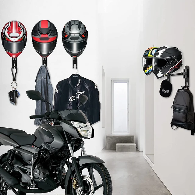 Colgador de casco con rotación de 180 °, soporte de pared autoadherente,  gancho de almacenamiento para cascos de motocicleta - AliExpress