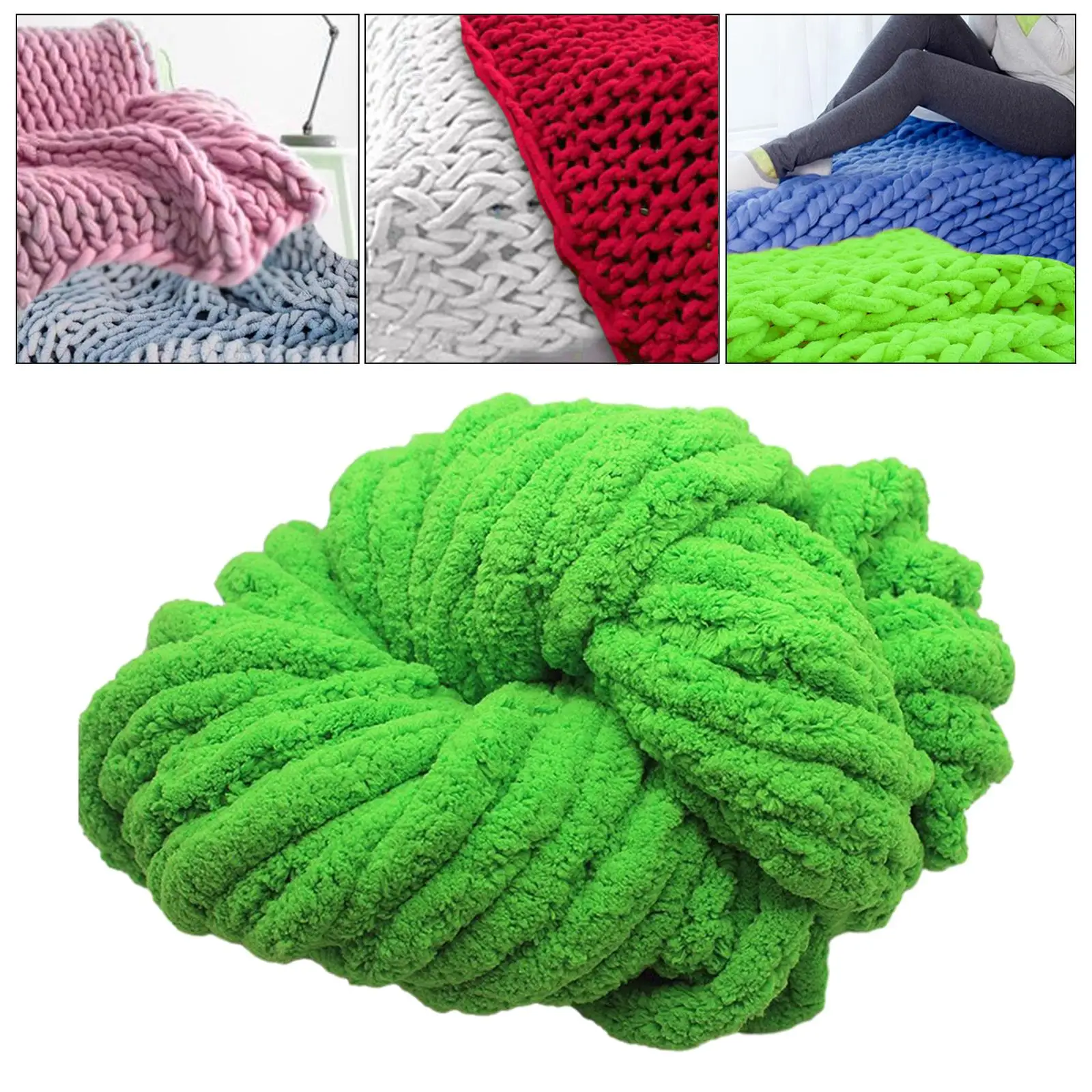 Chunky Chenille Yarn Plush Yarn Giant Gauge 7 Jumbo Acrylic Fibers Bulky Yarn for Arm Knitting Blanket Scarf Hat Crochet