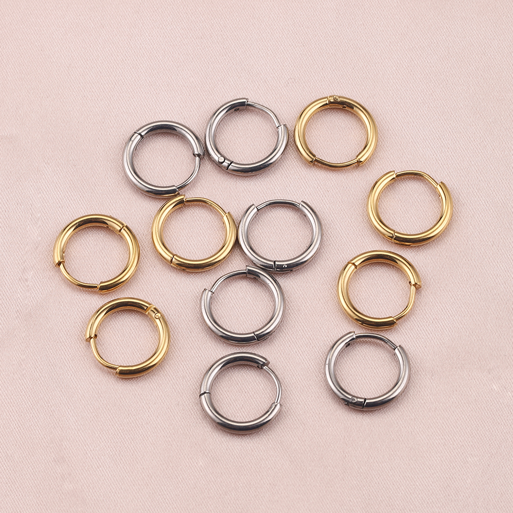 6 Stück 2/2,5 mm Breite Edelstahl vergoldet runde Ohrringe Creolen für Damen Mode Ohrringe koreanische Schmuck Geschenke – Detail 8