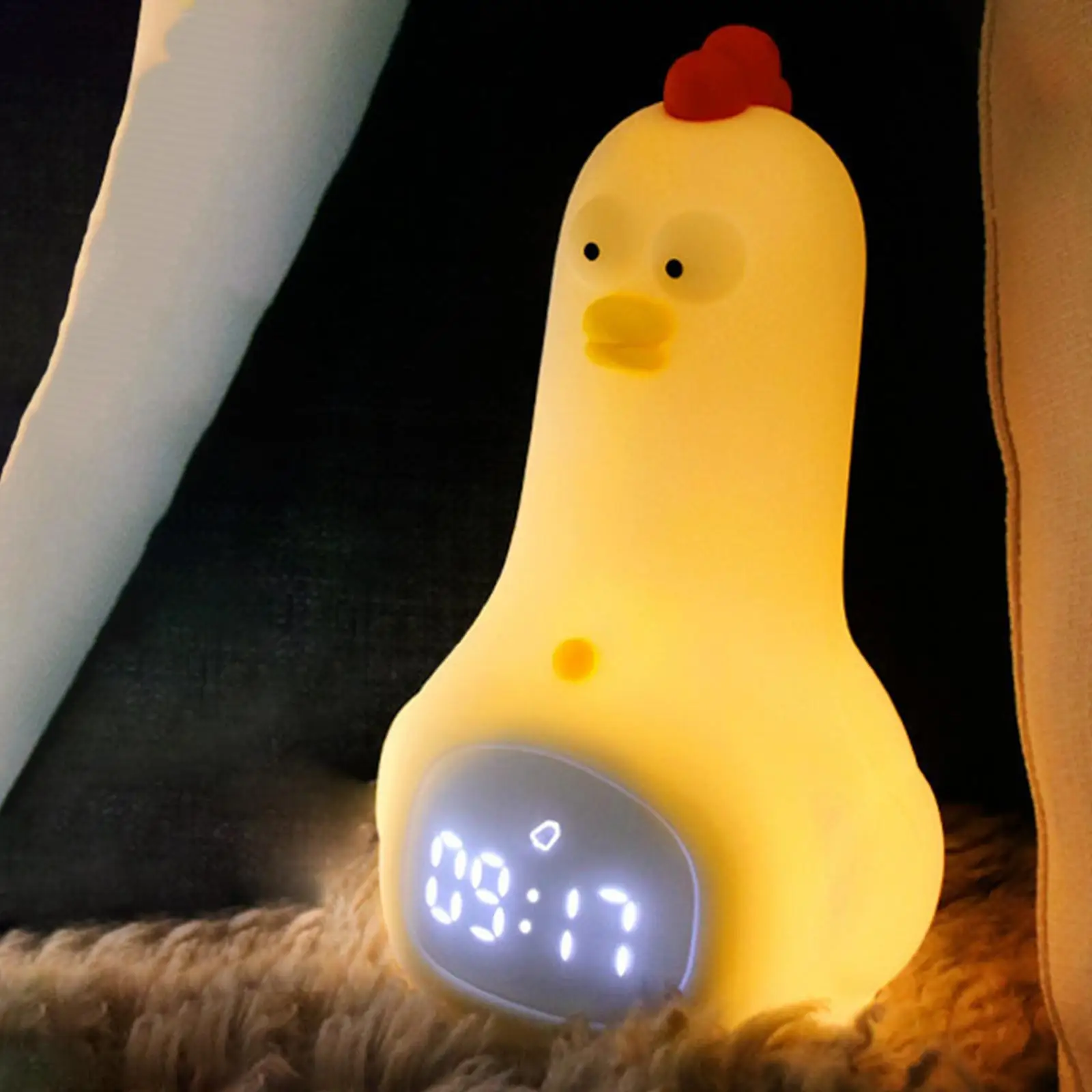 Chicken Silicone Night Light Electronic Alarm Clock for Nursery Decoration