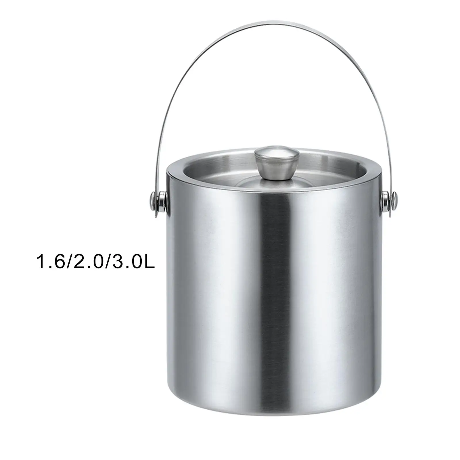 Stainless Steel Ice Bucket with Lid Double Wall Insulated Drink Tub Beverage Tub for Chilling Beer Champagne Party Event Camping