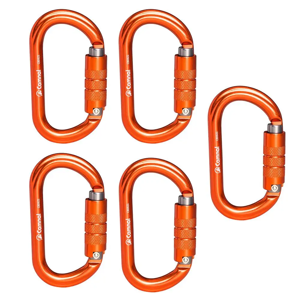 5pcs High Strength Carabiner  Climbing  Mountaineering Equipment Safety Caving Scaffolding Harness