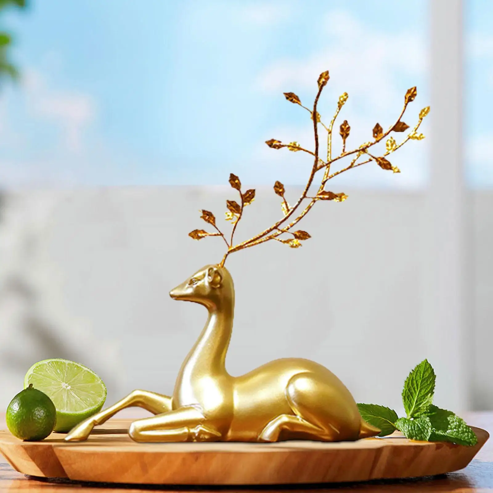 Lifelike Reindeer Figurine Elk Ornament Animal Figurine Party Deer Figurine Statues for Hotel Bedroom Home Shelf Desktop