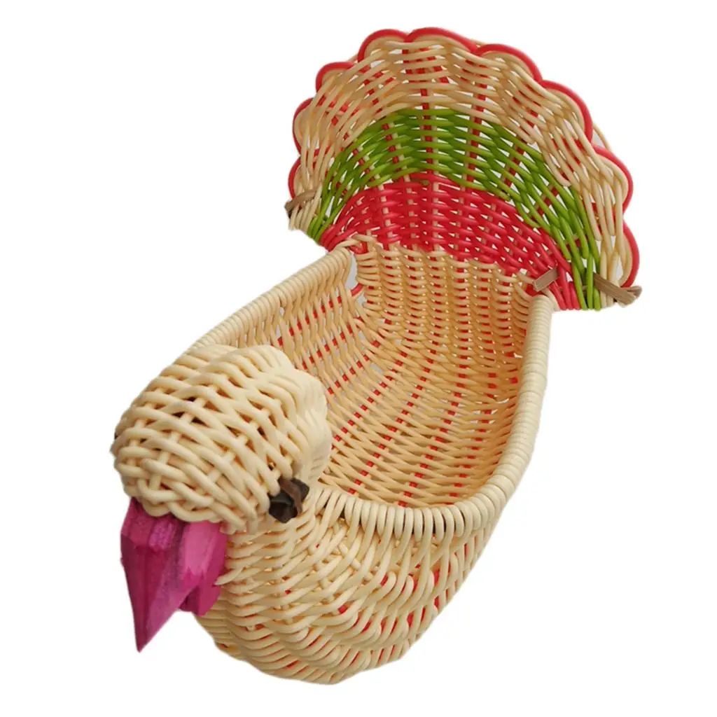  Little Turkey Shape Imitation Rattan Bread Fruit Basket Snacks 