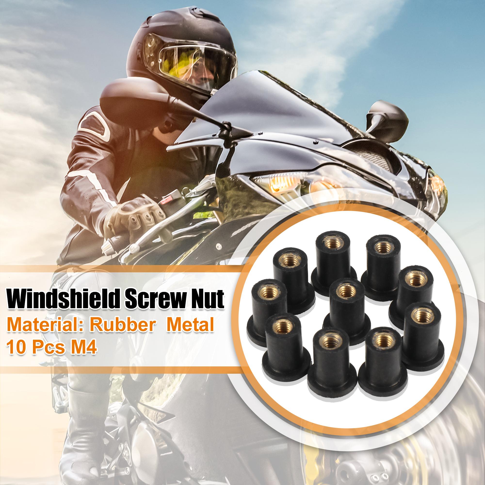 Motoforti 10/20/30/50 stücke M4 Gerade Gut Muttern Motorrad Windschutz Windschutz Schrauben Gummi Schrauben Mutter universal Verschluss – Detail 1