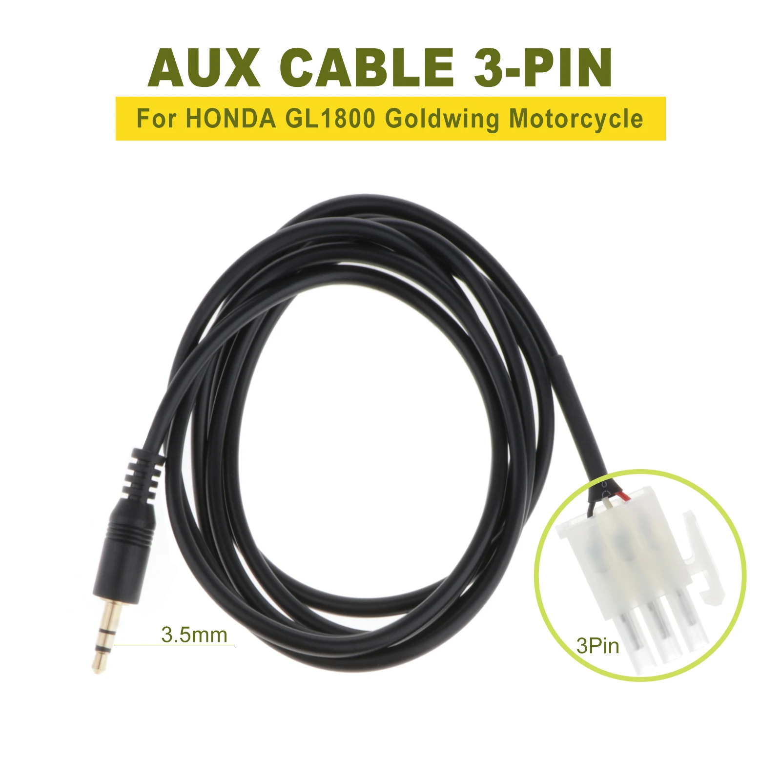 3.5mm Moto AUX Audio Cable Male Line 3-PIN for Honda G L1800 Goldwing