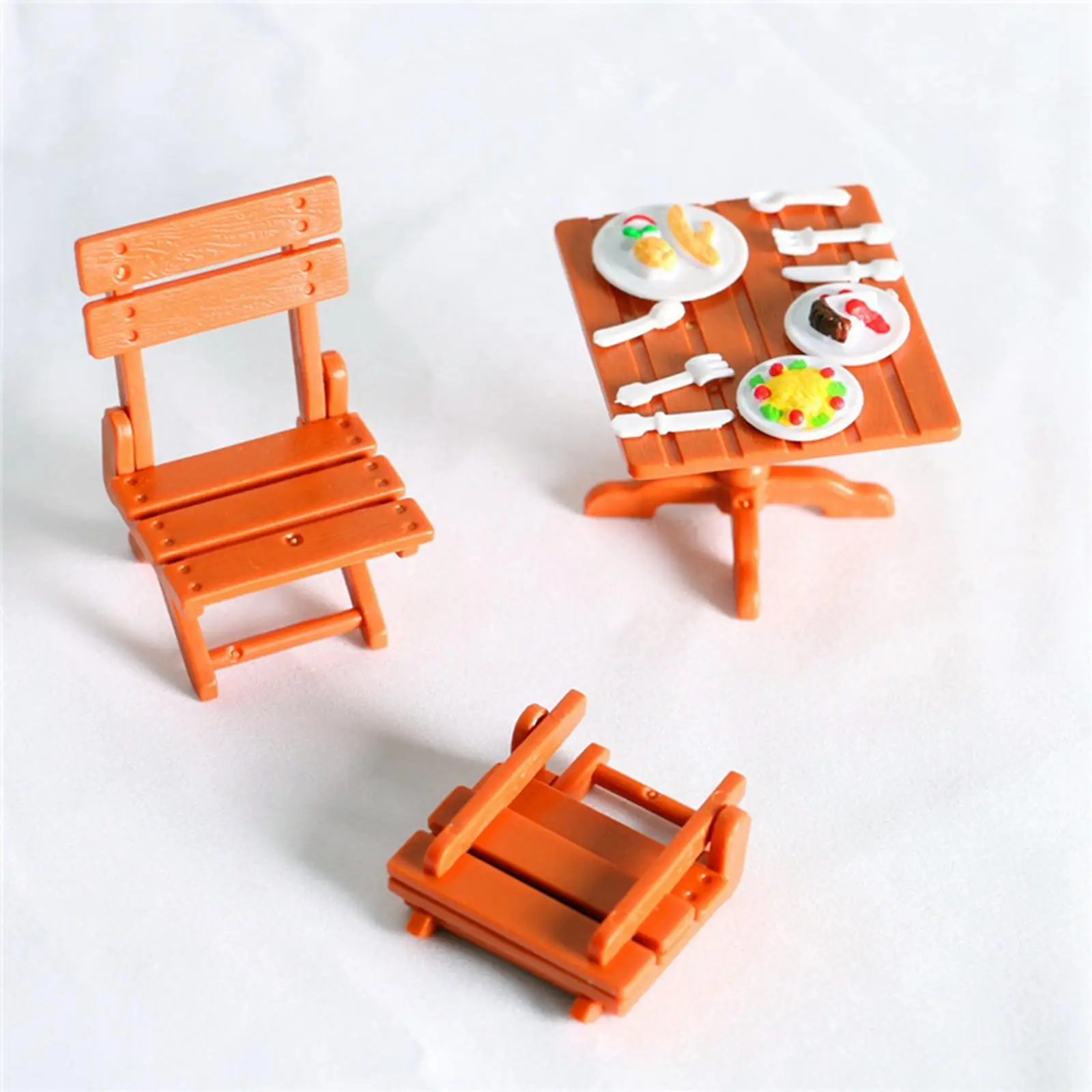 Miniature Beach Table Chair Pretend Play Life Scene Props for Photograph Props Girl Gifts