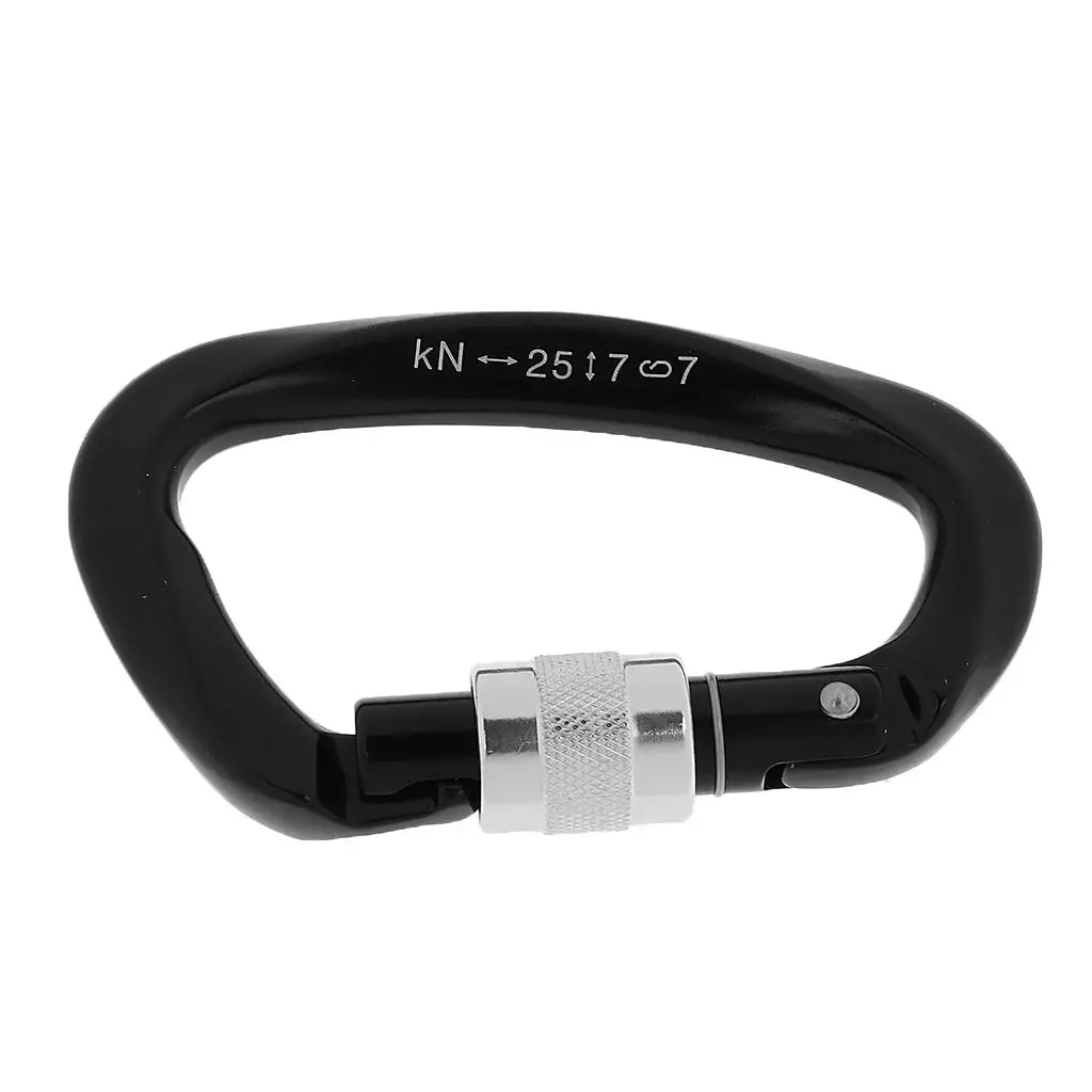 25KN Screwgate Locking Climbing Carabiner, Outdoor D-Hook Rappel Device for