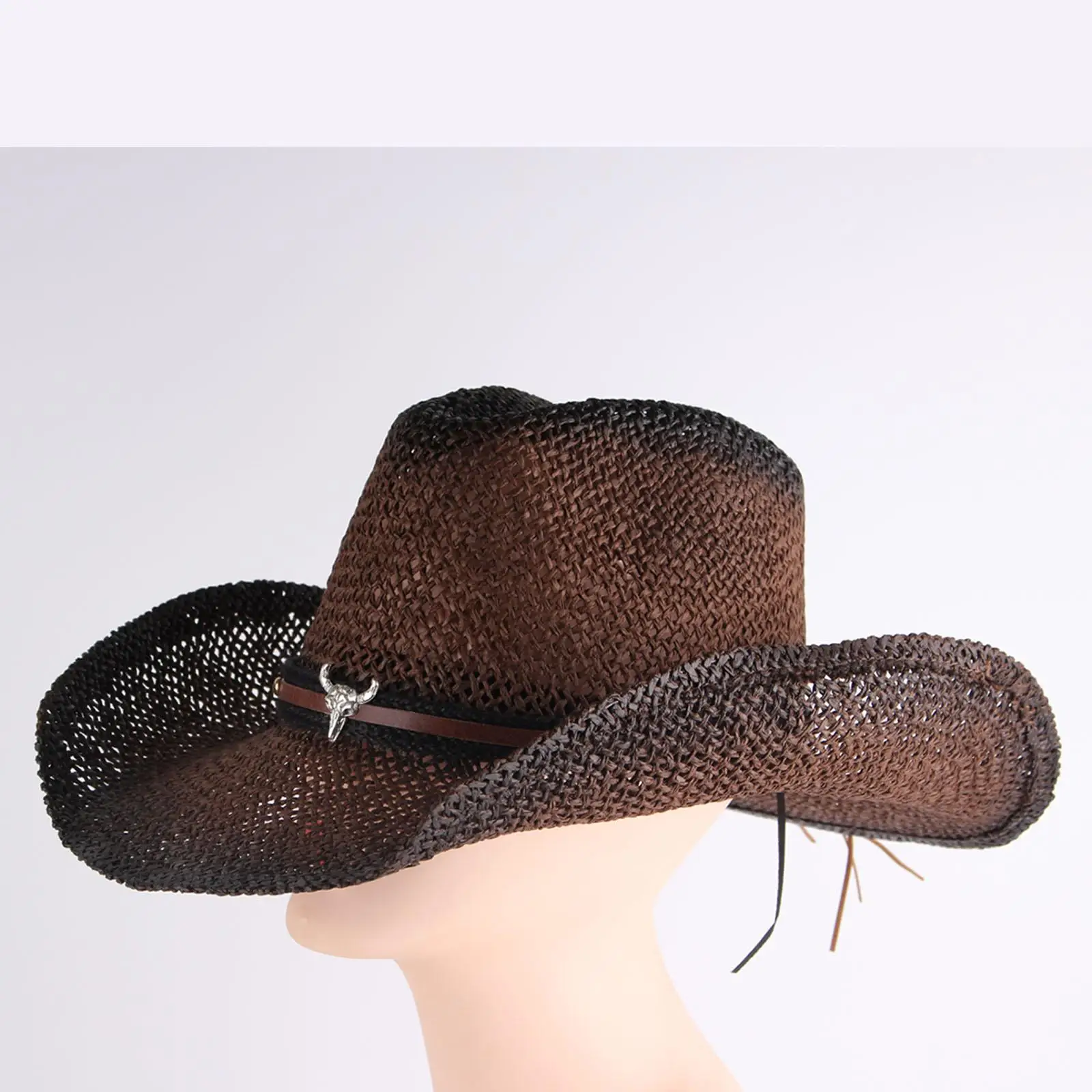 Vintage Straw Cowboy Hat, Sombreros Vagueros Shapeable Classic Hat Western Cowboy Hats for Rodeo Horseback Riding Outdoor Beach