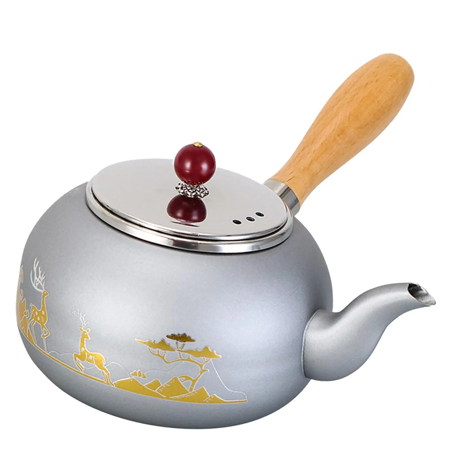 Camping Water Kettle Teapot Anti Scald Wood Handle Mountaineering Tea Kettle