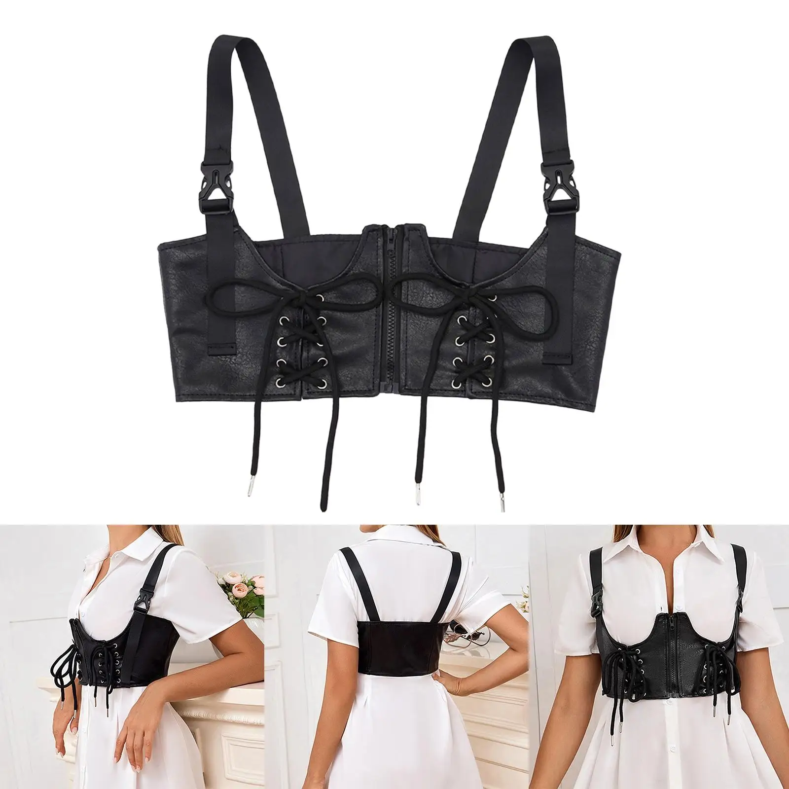 Steampunk PU Leather Waist Belt Adjustable Shoulder Straps Suspender Ladies Dresses Belt Cinch Belt for Ladies Girls party