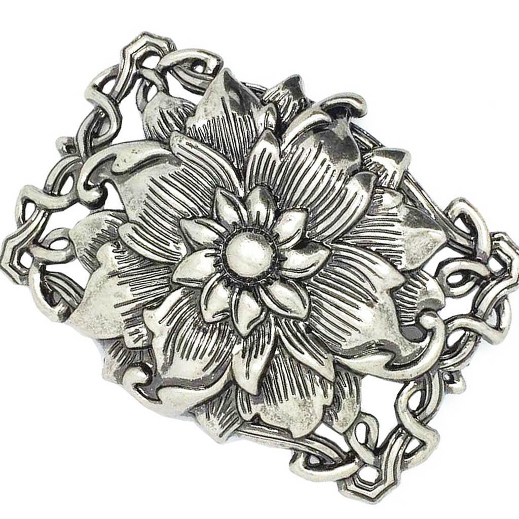 Novelty Metal 3D Lotus Flower Belt Buckle Buddha Rodeo Classic Western Cowboy