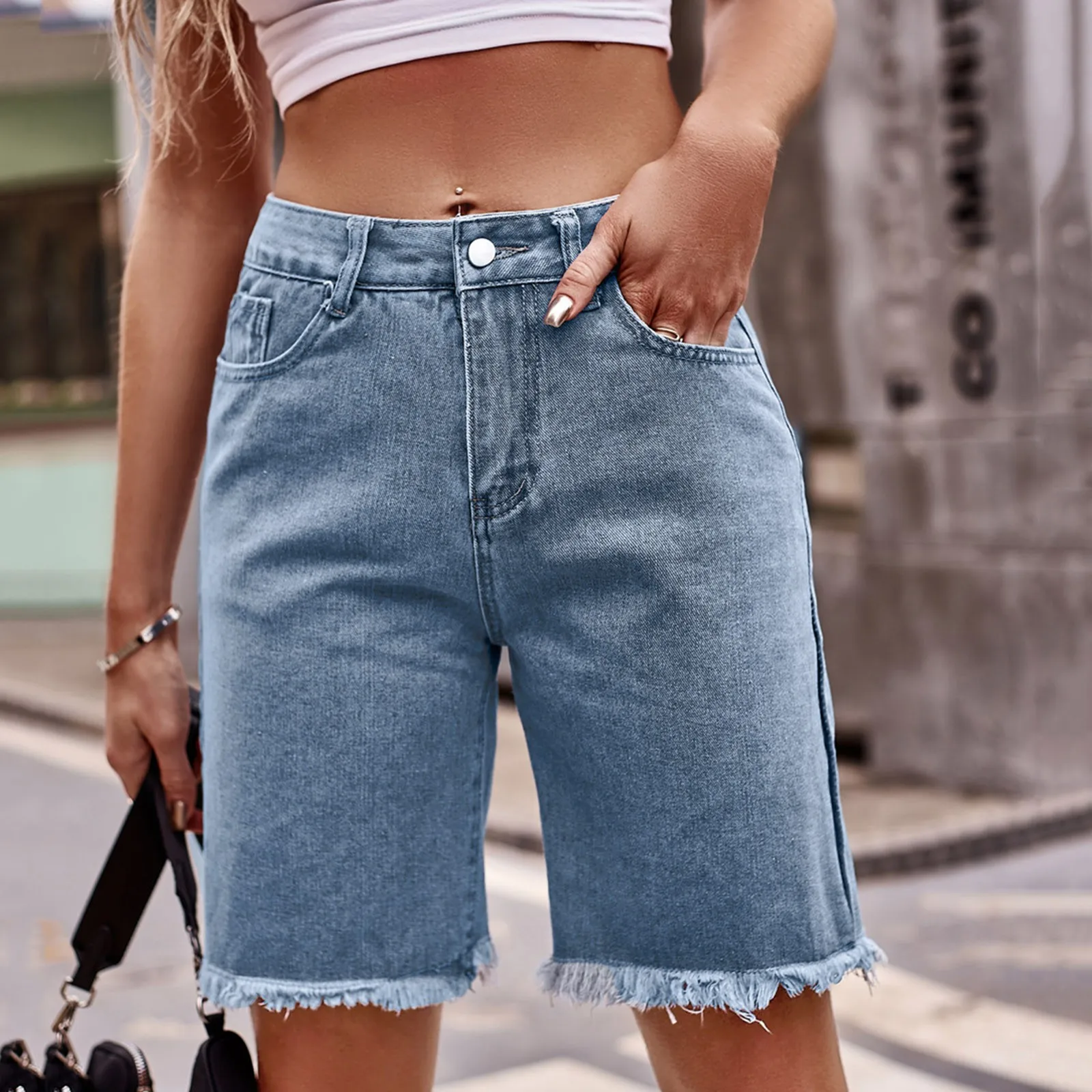 Shorts Femininos De Verão Calça Feminina Jeans Clássico Casual