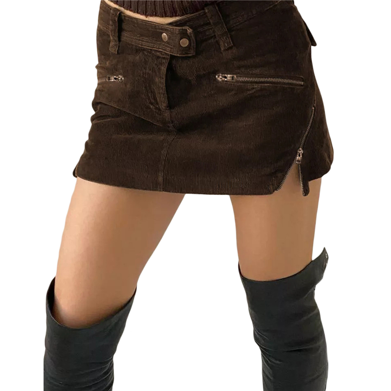 Vintage Skirt for Women Grunge Aesthetic Solid Color Skirts with Zipper Decor y2k 2000s Clothes Emo Skirt Streetwear 9 Vintage Skirt for Women Grunge Aesthetic Solid Color Skirts with Zipper Decor y2k 2000s Clothes Emo Skirt Streetwear