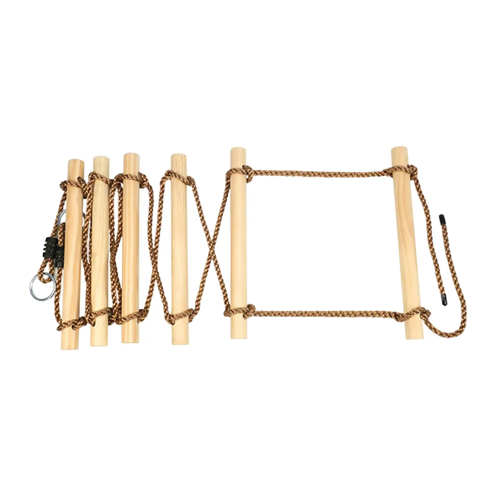 Climbing Rope Ladder for Kids with 6 Wooden Rungs Climber Attachments Climbing
