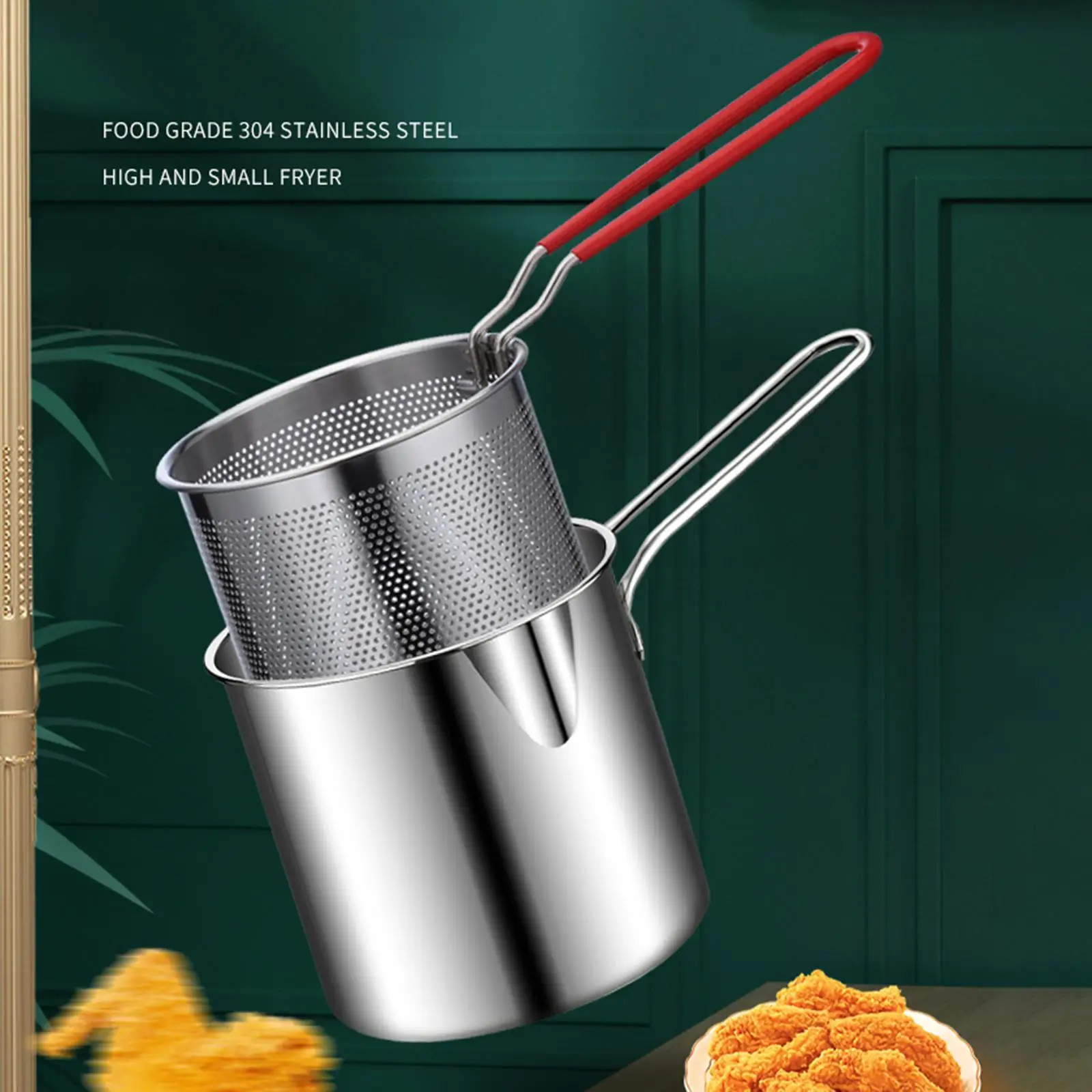Deep Fry Pan Detachable Universal with Basket High for Shrimp Camping