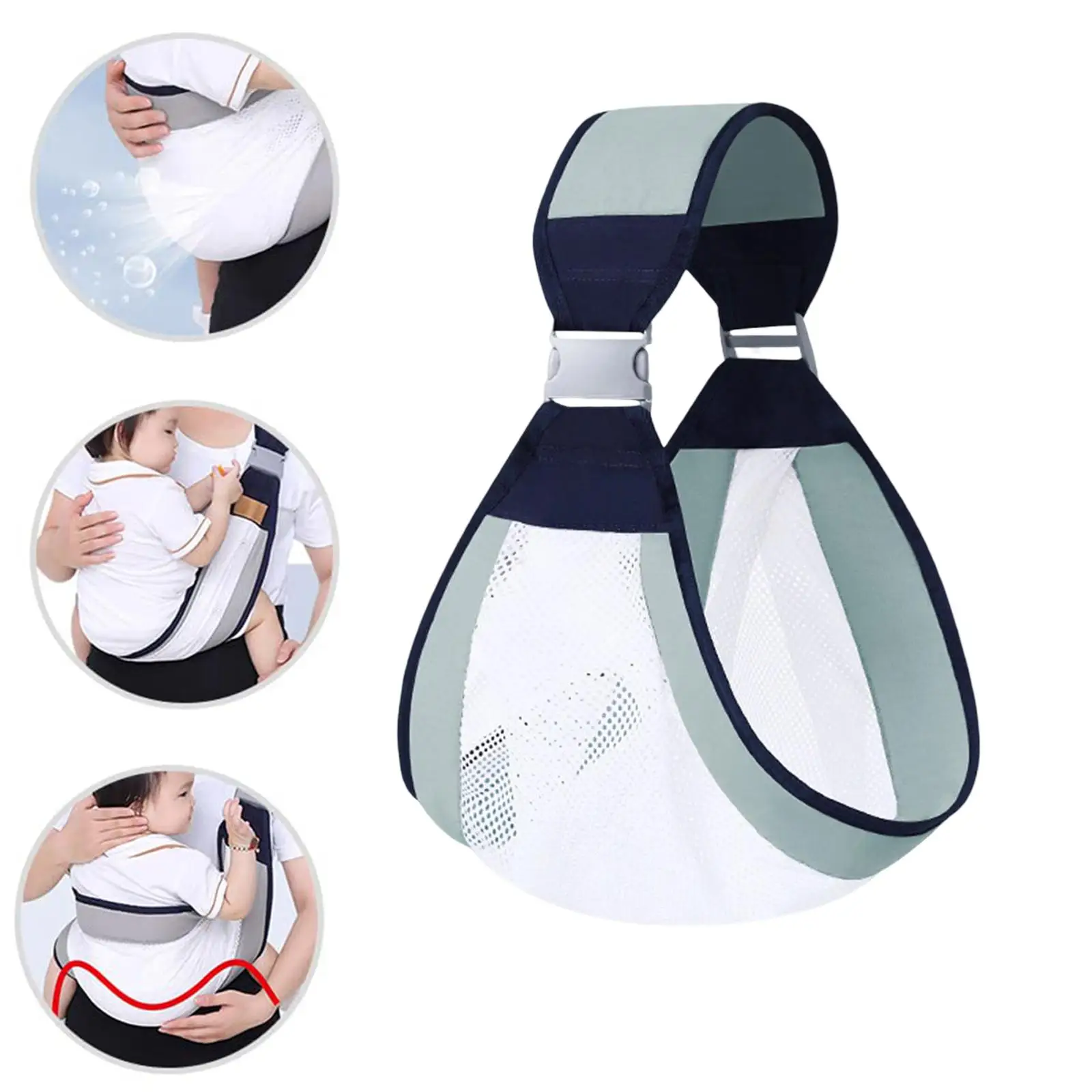 Baby Carrier Adjustable Infant Breastfeeding Nursing Carriers with Clip Baby Holder Straps for Newborn Toddlers up to 20kg