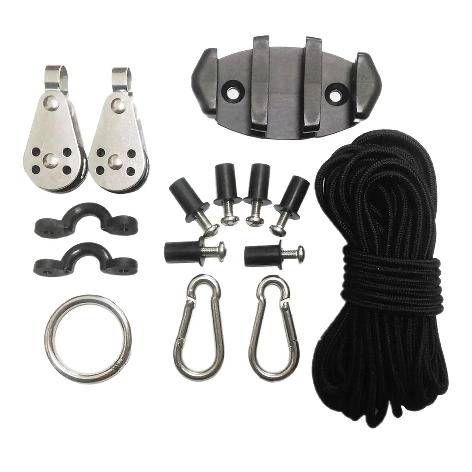 Water Sports Kayak Canoe Anchor Trolley Kit Cleat Rigging Ring Pulleys Pad Eyes  Screws Kayak Accessories Set