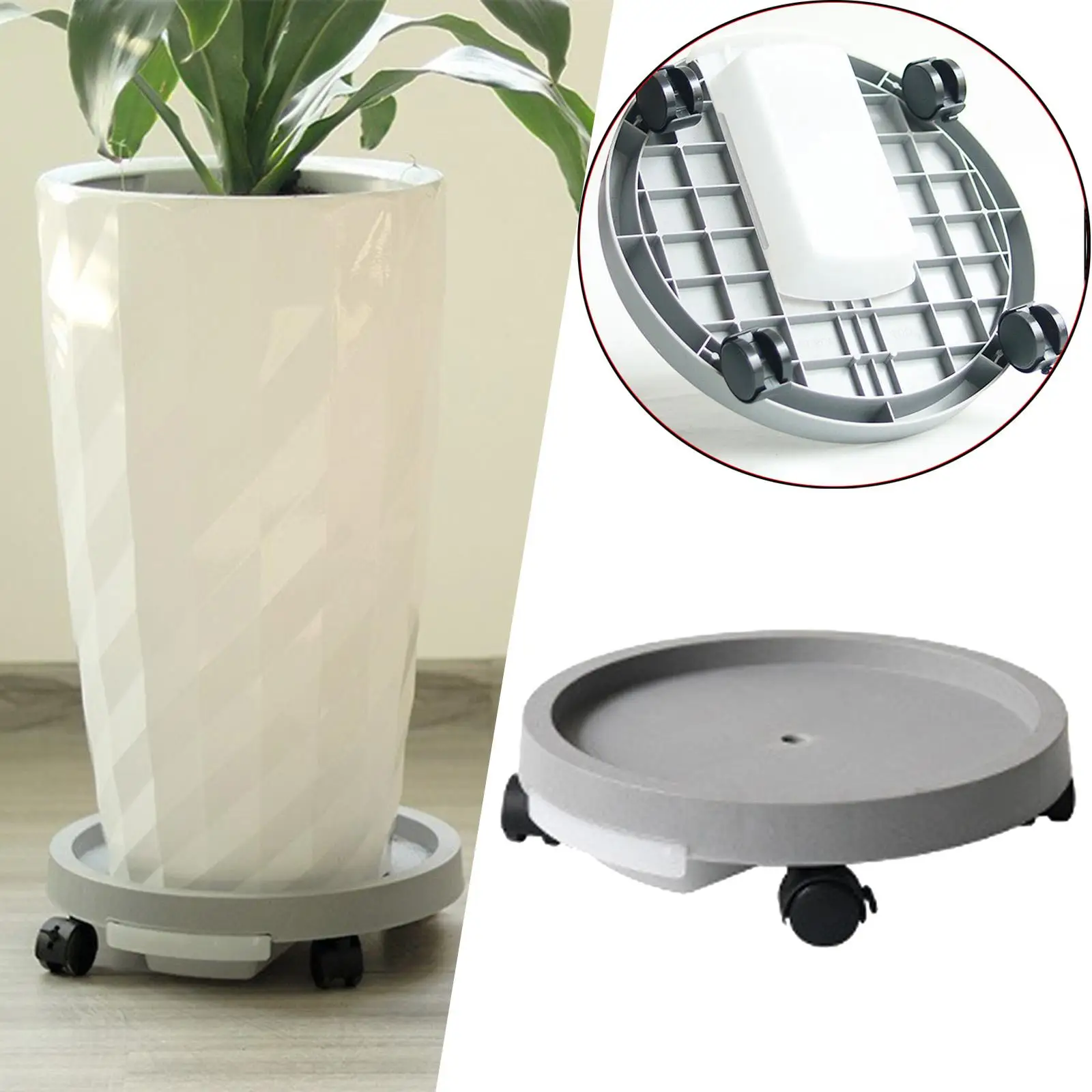Movable Flower Pots Tray with Wheels Planter Caddy for Office Decoration