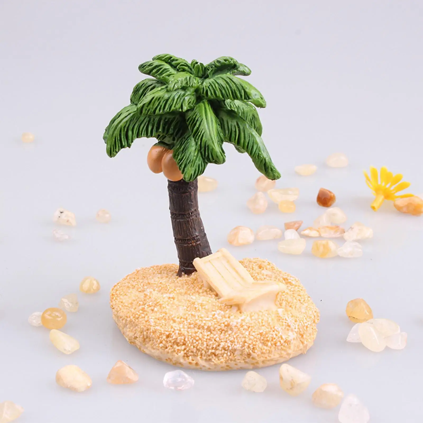 Decorative Aquarium Artificial Plants Decoration Fairy Garden Decor Resin Mini Coconut Tree for Cake Topper Bonsai Decoration