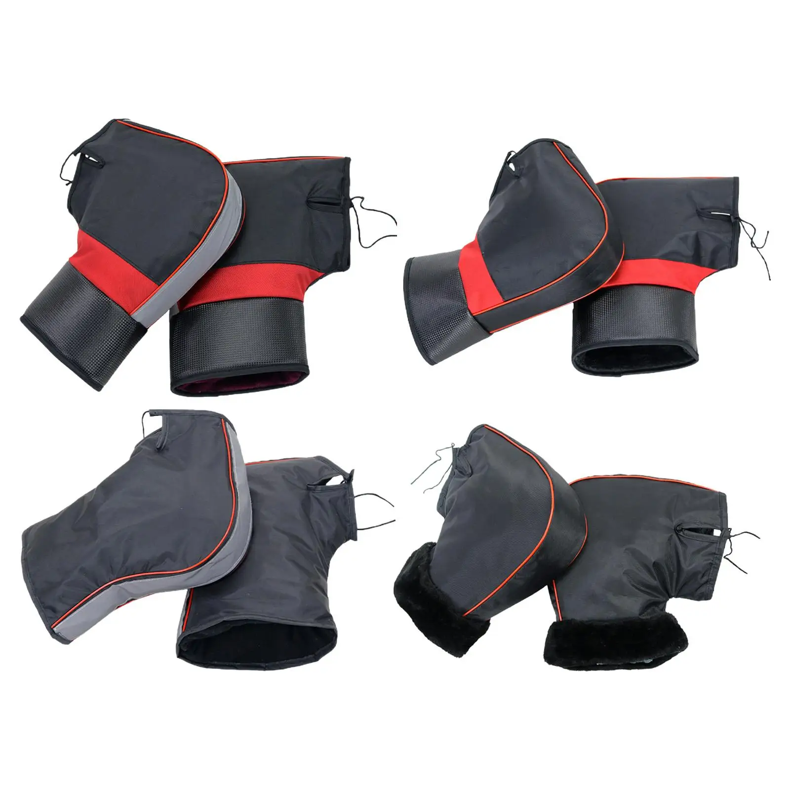 Cold Weather Motorcycle Riding Handlebar Muffs, Weather Protection Gloves, PU Leather Warm Protective Windproof Handlebar Mitts