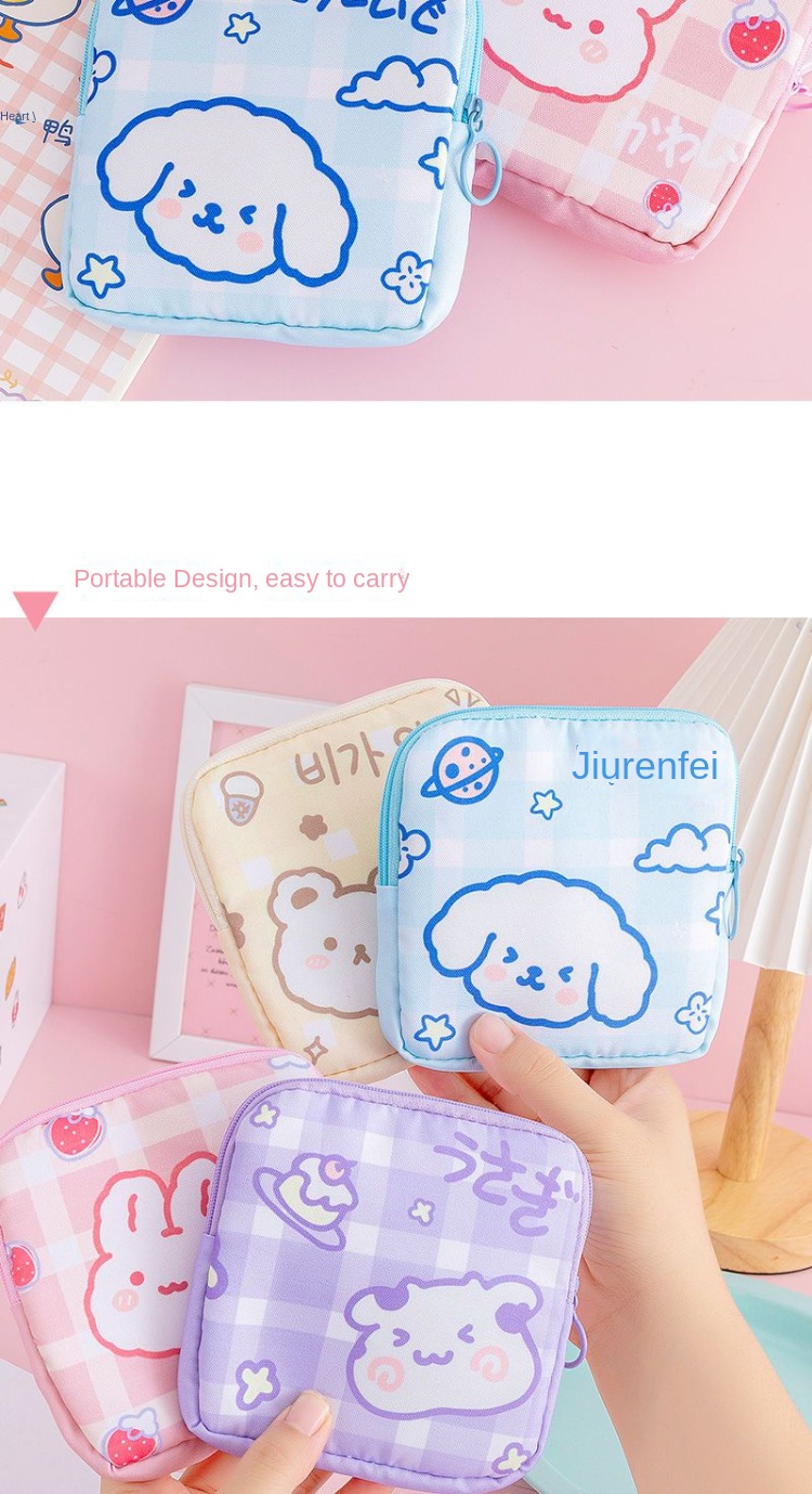 Description Picture 5 of itemCute Large Capacity Sanitary Napkin Storage Bags Cartoon Rabbit Bear Girls Physiological Period Tampon Organiser Bag Mini Bag