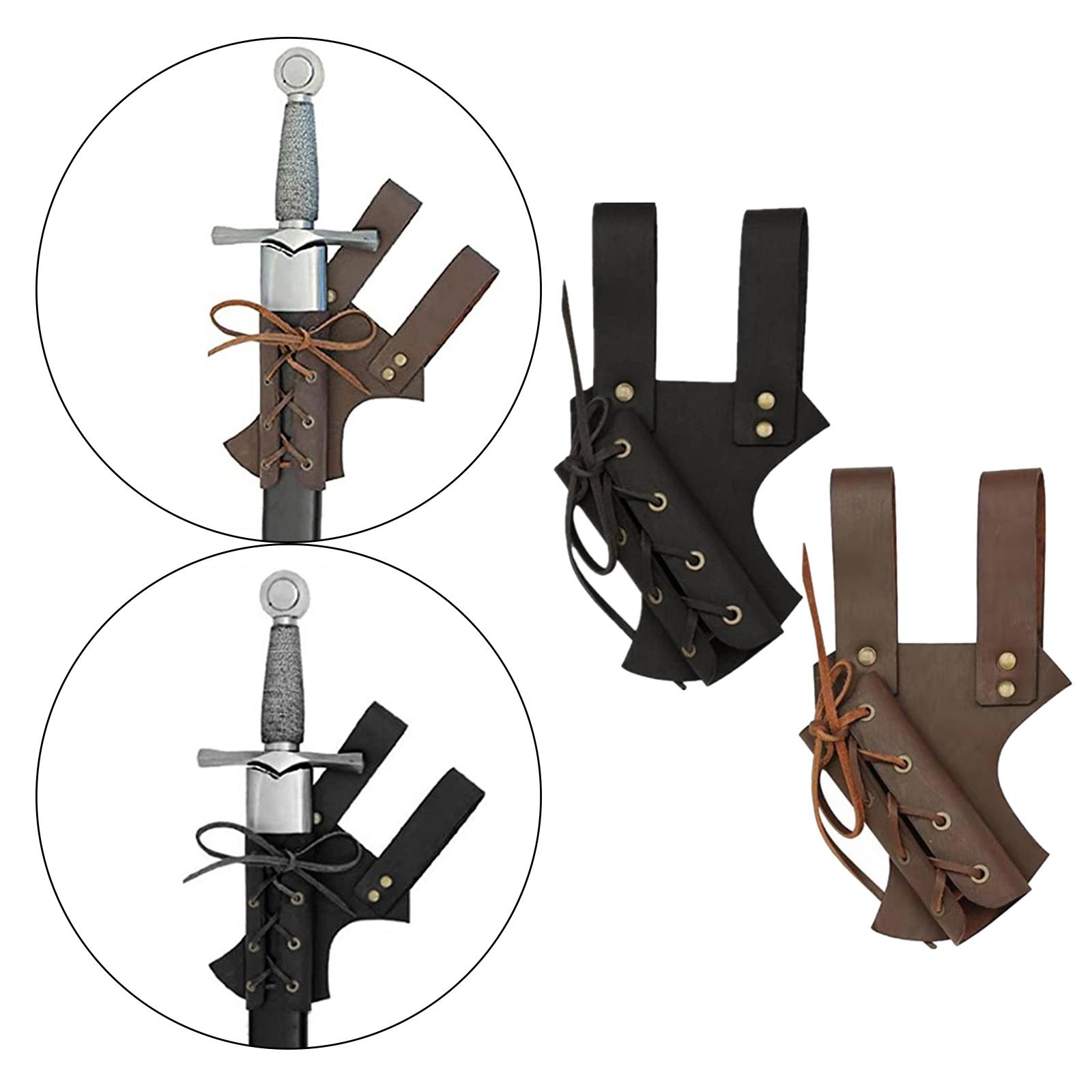 Medieval PU Leather Belt Sword Sheath Knight Dagger Cutlass Waist Scabbard for Men Pirate Cosplay Party Performance Stage Show