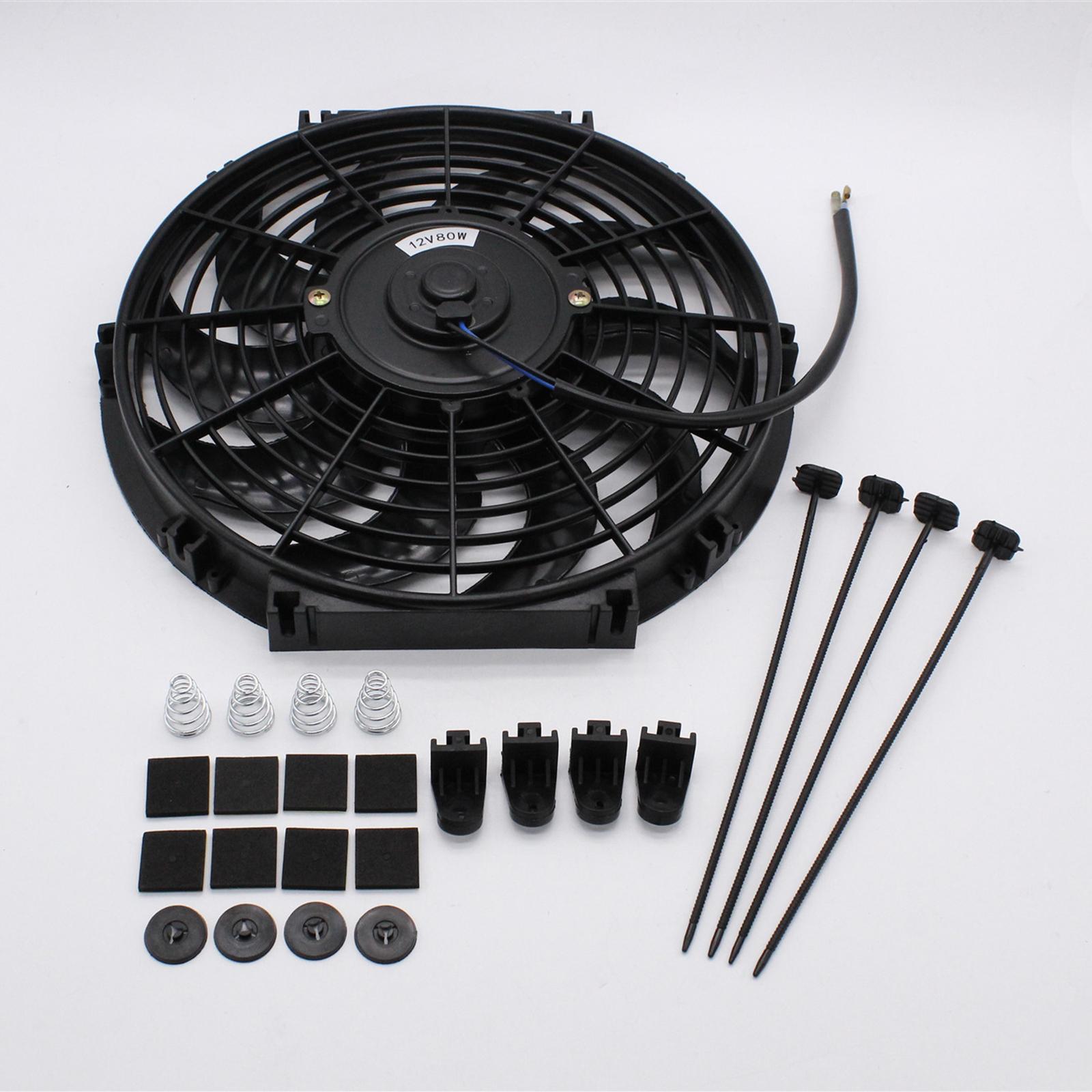 Electric Radiator Cooling Fan 12V 10 Blades with Mounting Kit Engine Cooling Device Black 12inch Universal for Truck Pickup