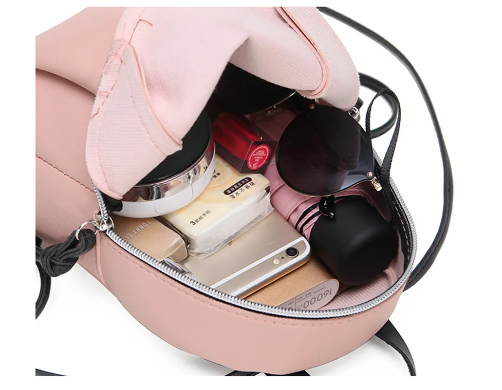 Mini PU Leather Backpack Women's Small Shoulder Bag with Tassel Zipper Female Leather School Bagpack Bag for Teenage Grils