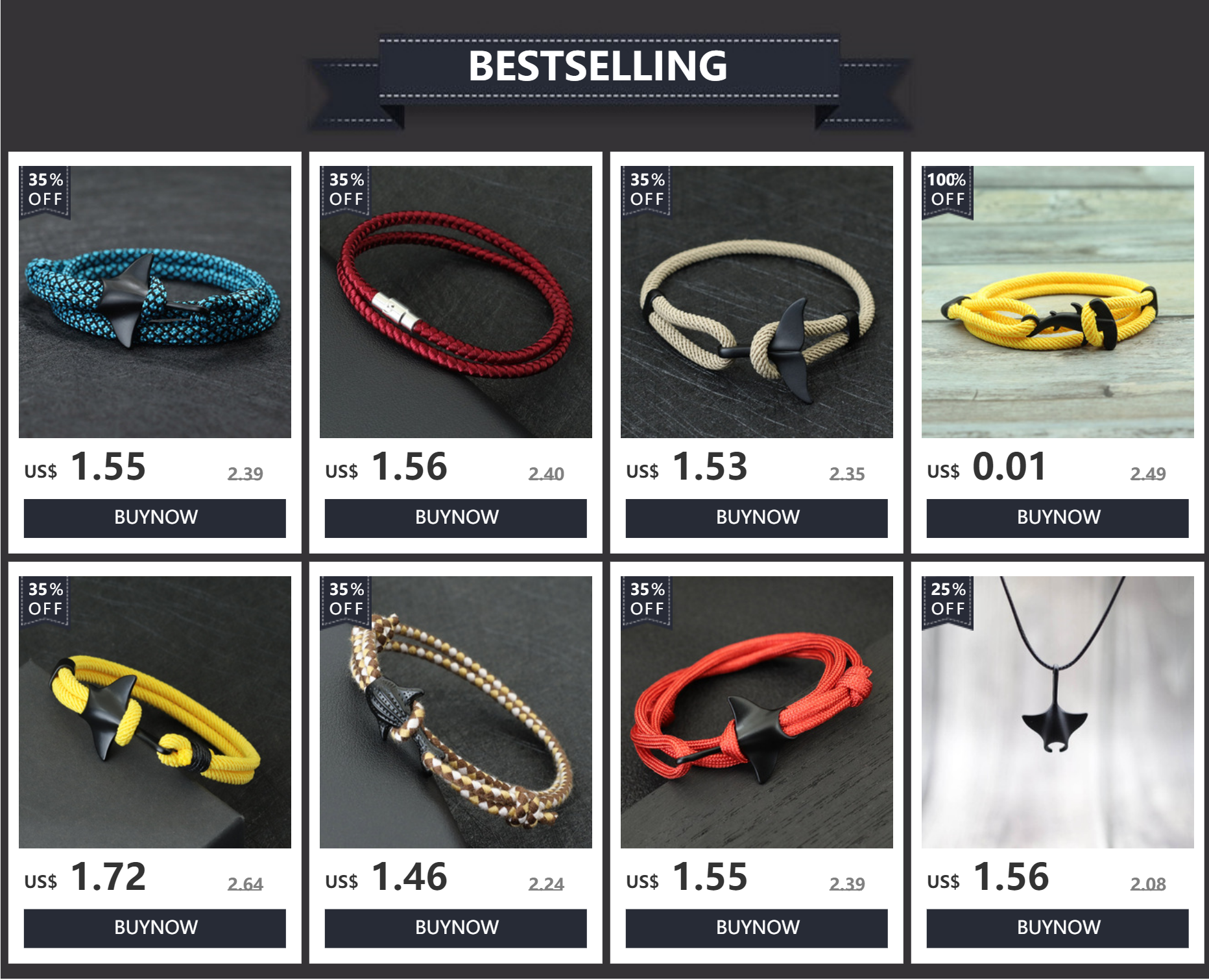 Meerestier Hai-Armband für Männer und Frauen, mehrschichtig, verstellbar, Überlebensarmband, Strandschmuck, Geschenk für Liebhaber, viel Glück, rotes Armband – Detail 1